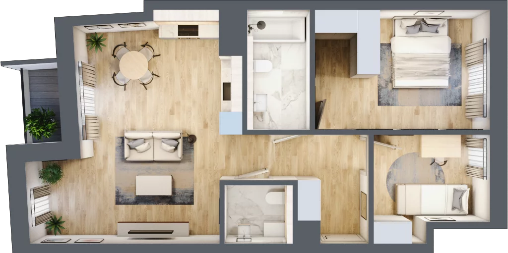 3 pokoje, apartament 67,37 m², piętro 1, oferta nr 3, Kamienica Garbary 68, Poznań, Stare Miasto, Garbary, ul. Garbary 68