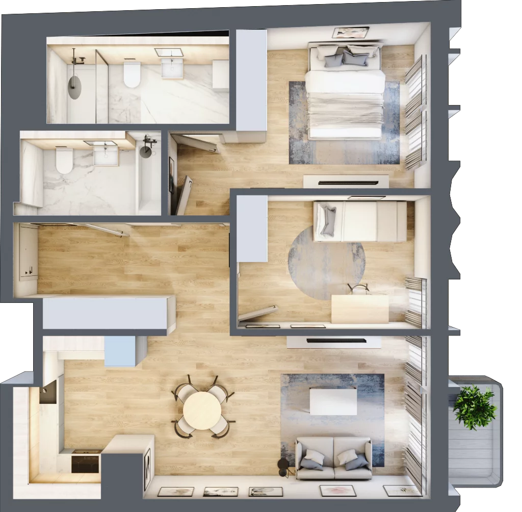 3 pokoje, mieszkanie 71,46 m², piętro 3, oferta nr 22, Kamienica Garbary 68, Poznań, Stare Miasto, Garbary, ul. Garbary 68