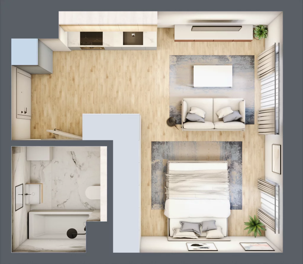 1 pokój, apartament 32,87 m², piętro 1, oferta nr 42, Kamienica Garbary 68, Poznań, Stare Miasto, Garbary, ul. Garbary 68