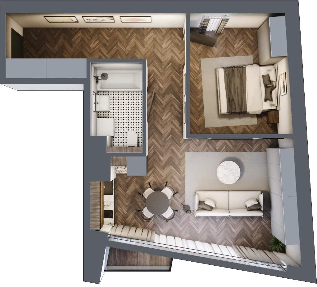2 pokoje, apartament 50,38 m², piętro 2, oferta nr 4, Rezydencja Krochmalna 44, Warszawa, Wola, Mirów, ul. Krochmalna 44