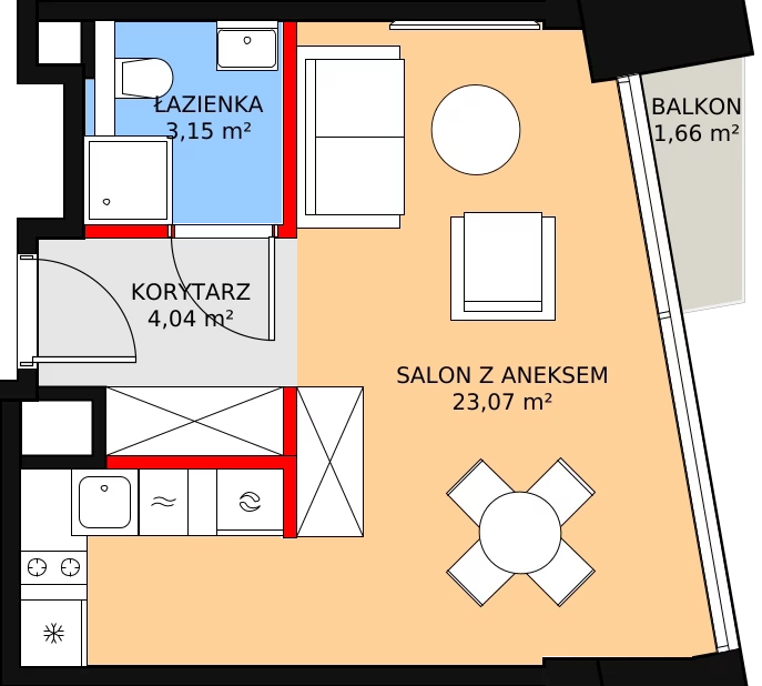 Apartament 31,26 m², piętro 1, oferta nr 2, Rezydencja Krochmalna 44, Warszawa, Wola, Mirów, ul. Krochmalna 44