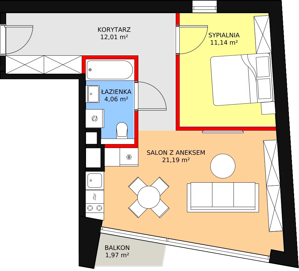 Apartament 50,38 m², piętro 2, oferta nr 4, Rezydencja Krochmalna 44, Warszawa, Wola, Mirów, ul. Krochmalna 44