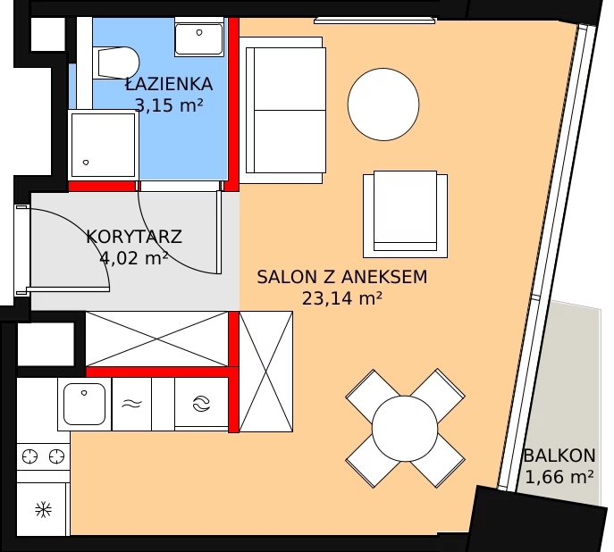 Apartament 31,33 m², piętro 6, oferta nr 22, Rezydencja Krochmalna 44, Warszawa, Wola, Mirów, ul. Krochmalna 44