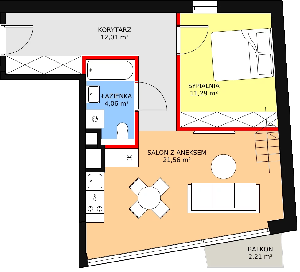 Penthouse 50,90 m², piętro 7, oferta nr 24, Rezydencja Krochmalna 44, Warszawa, Wola, Mirów, ul. Krochmalna 44