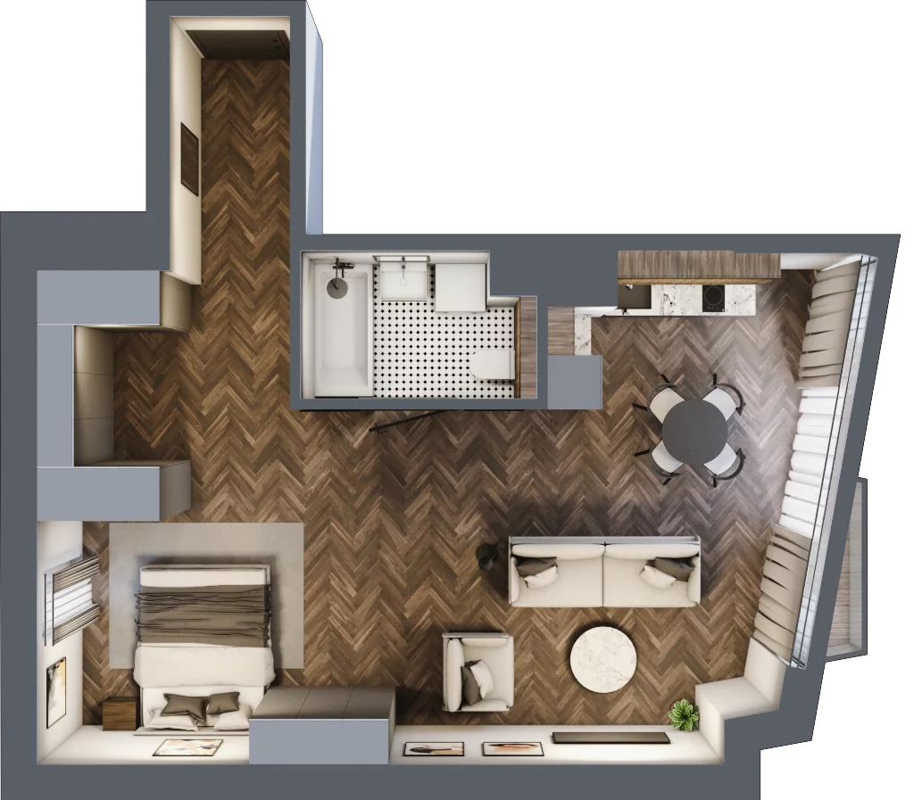 2 pokoje, apartament 50,87 m², piętro 2, oferta nr 7, Rezydencja Krochmalna 44, Warszawa, Wola, Mirów, ul. Krochmalna 44