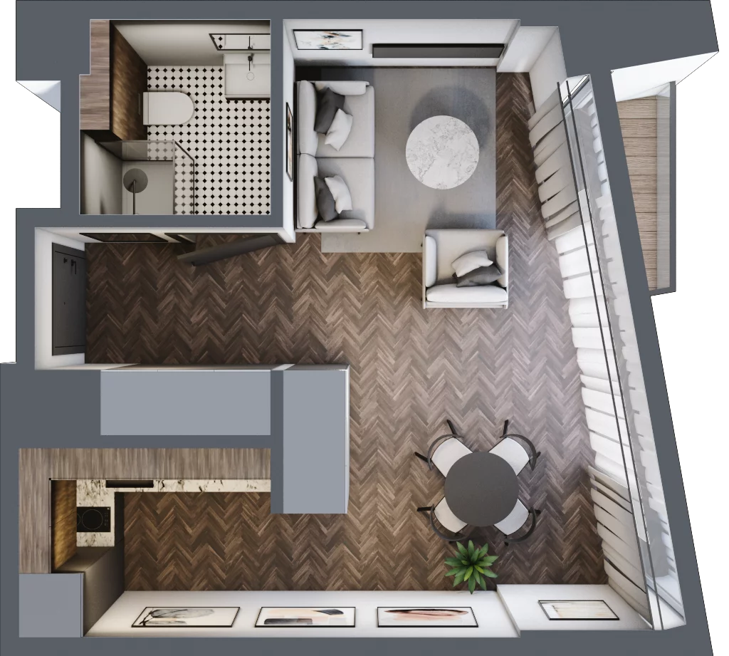 1 pokój, apartament 31,26 m², piętro 1, oferta nr 2, Rezydencja Krochmalna 44, Warszawa, Wola, Mirów, ul. Krochmalna 44