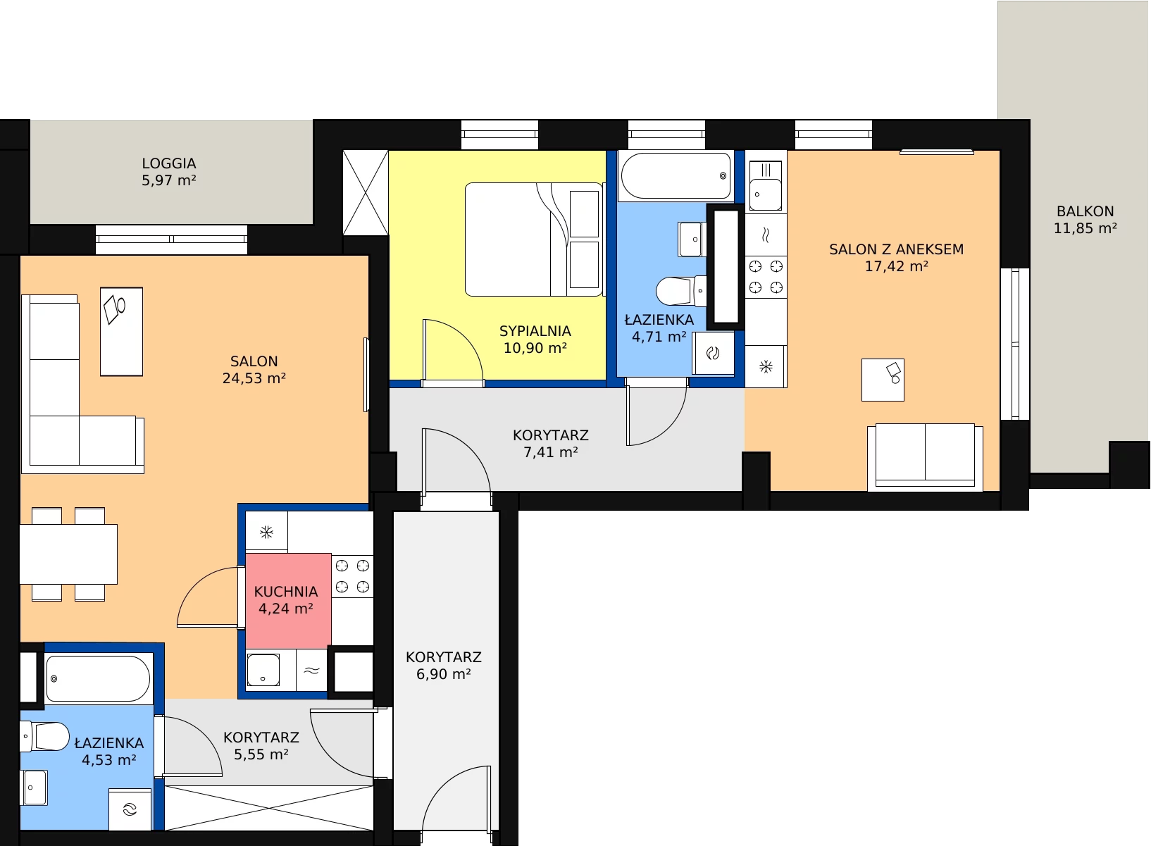Zalety mieszkania 89.39 m², A.4.43