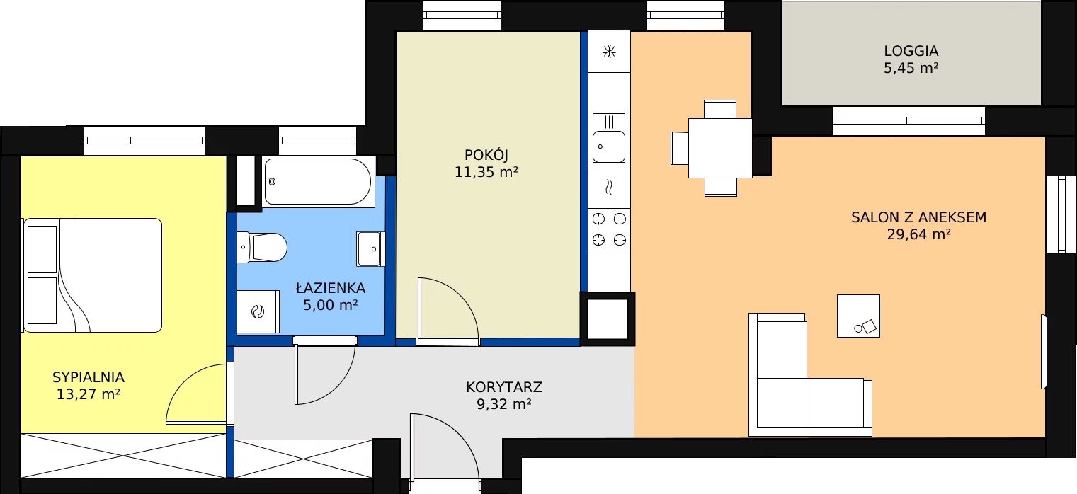 Zalety mieszkania 70.44 m², A.6.56