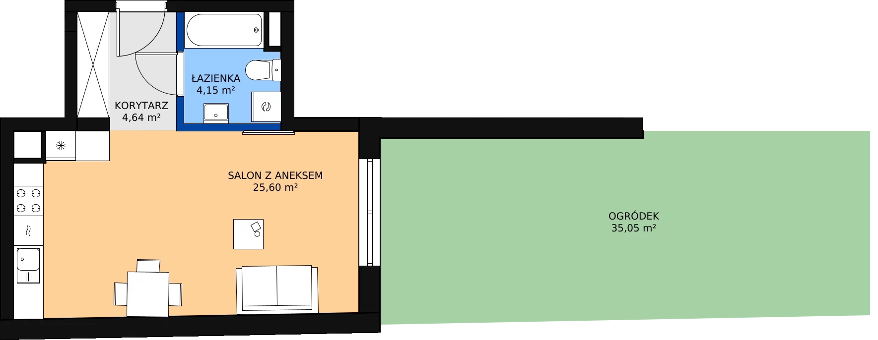 Zalety apartamentu 35.05 m², D.0.2