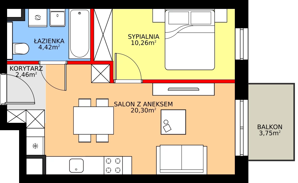 Zalety mieszkania 37.44 m², A/1/2.4