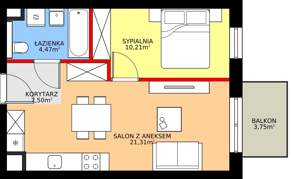 Zalety mieszkania 38.49 m², A/4/2.3