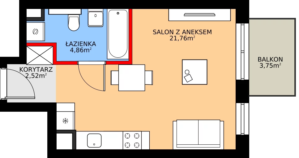 Zalety mieszkania 29.14 m², A/1/1.3