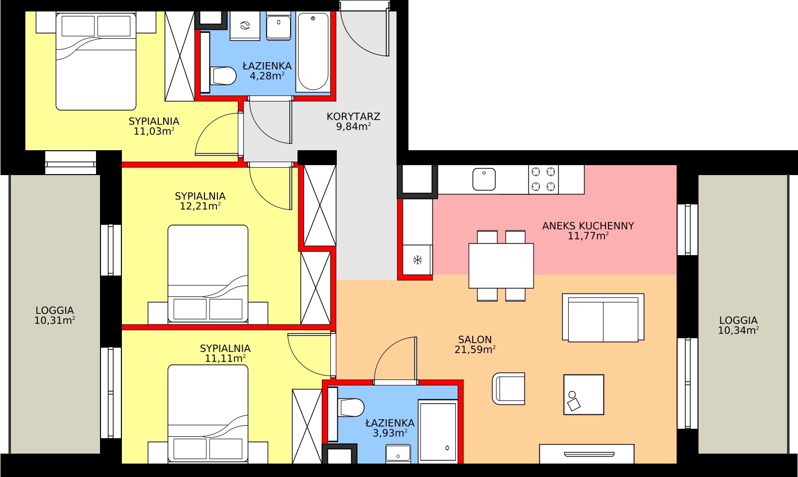 Zalety apartamentu 85.76 m², A/3/2.1