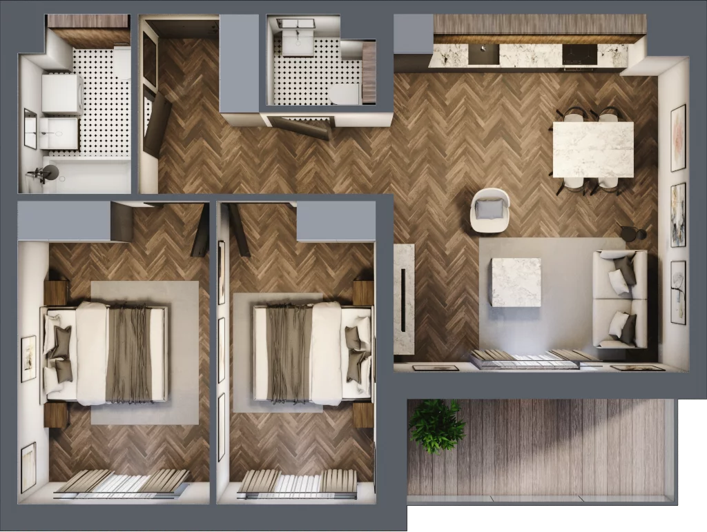 3 pokoje, mieszkanie 62,19 m², piętro 4, oferta nr A/2/4.3, Smardzewska 8, Poznań, Grunwald, Grunwald Południe, ul. Smardzewska 8