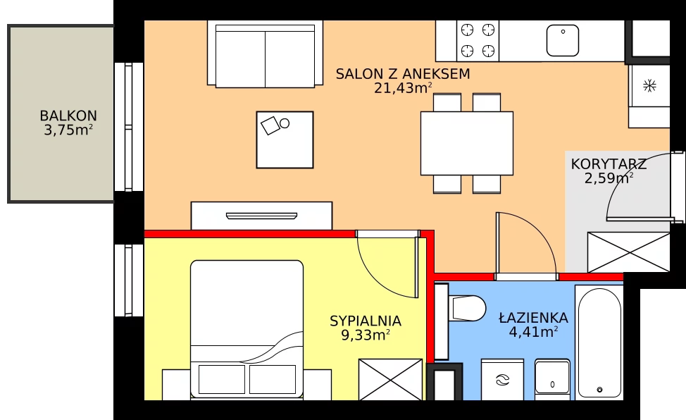 Zalety mieszkania 37.76 m², A/4/2.7