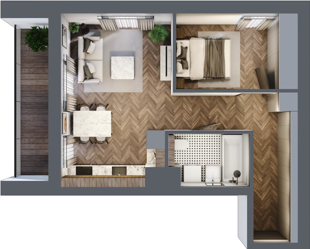 2 pokoje, apartament 42,83 m², piętro 1, oferta nr A/2/1.7, Smardzewska 8, Poznań, Grunwald, Grunwald Południe, ul. Smardzewska 8