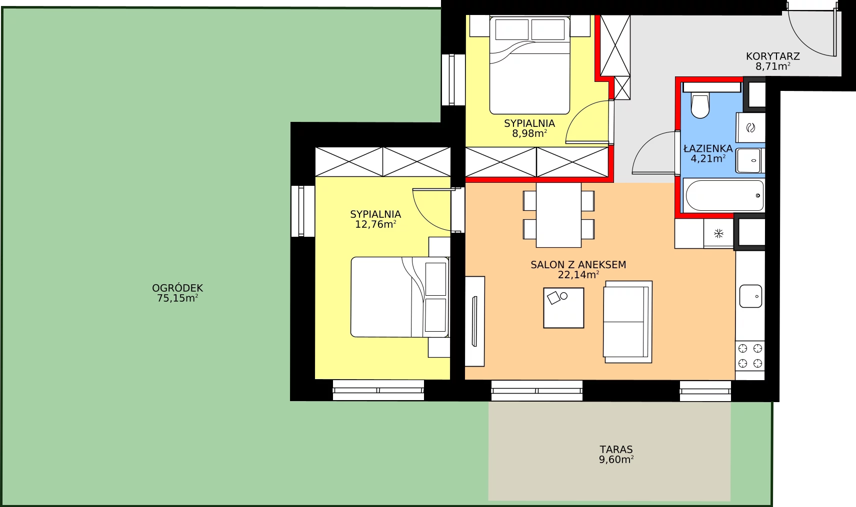 Zalety apartamentu 56.8 m², A/1/0.2