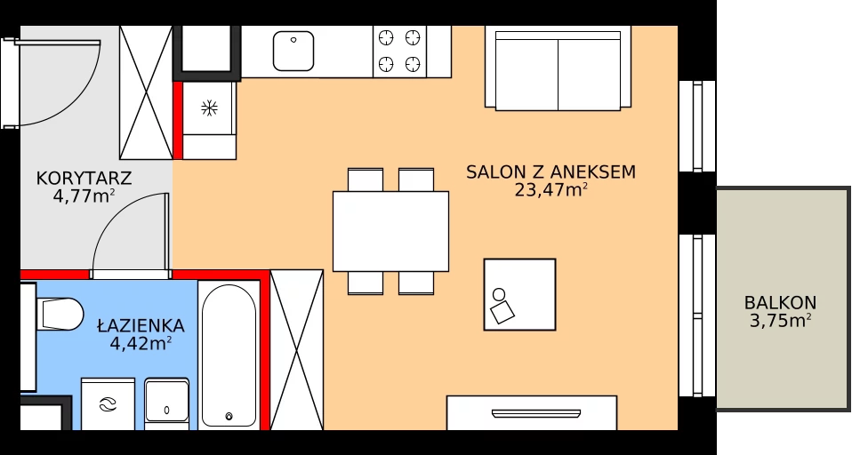 Zalety mieszkania 32.66 m², A/3/4.2