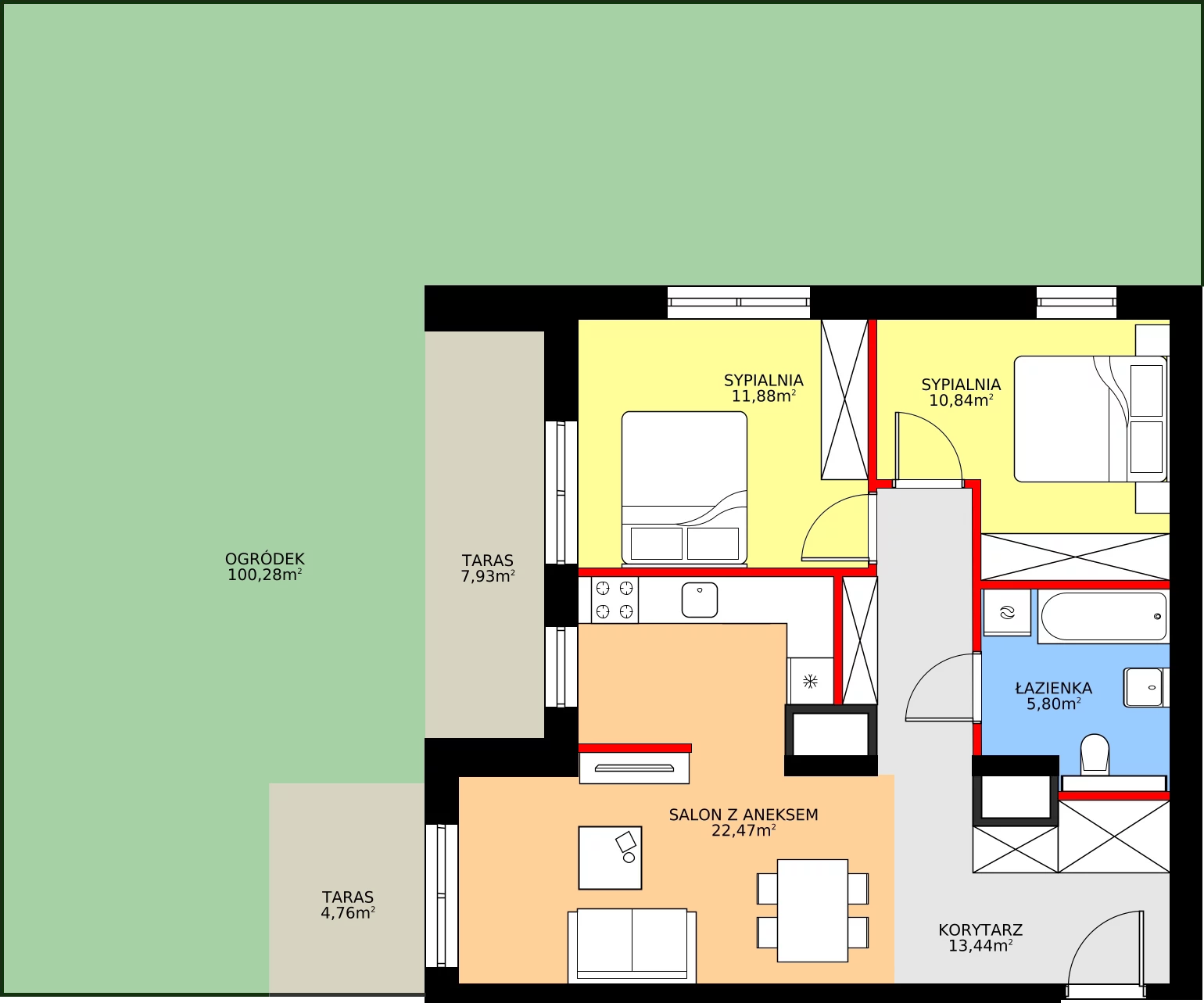 Zalety mieszkania 64.43 m², A/4/0.6