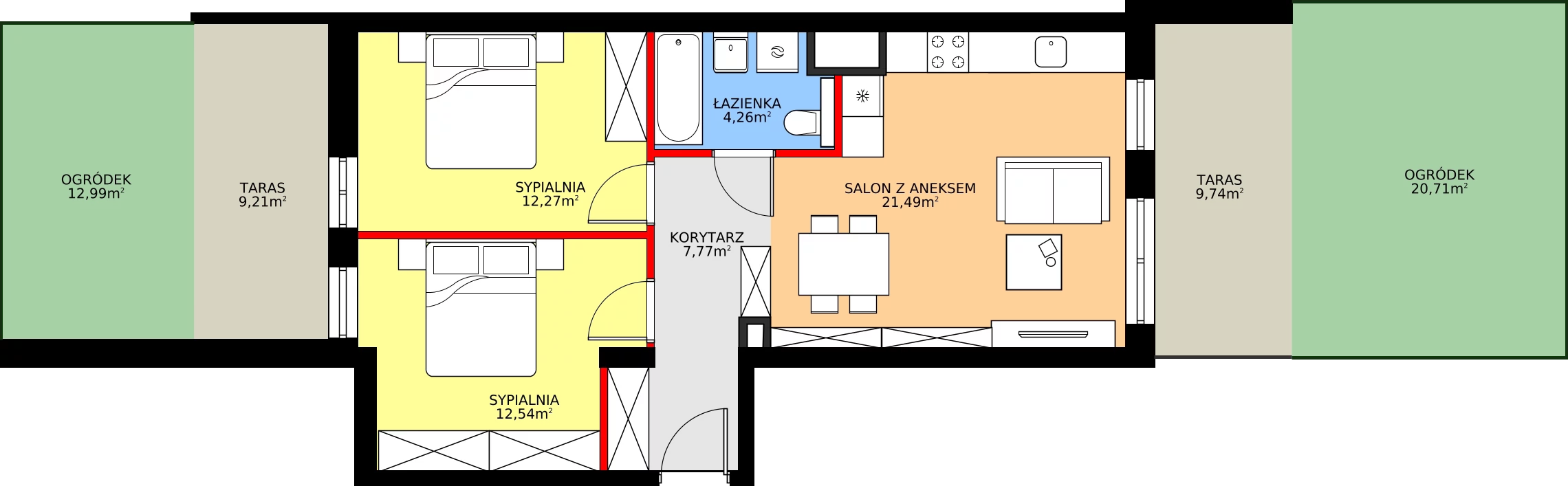 Zalety mieszkania 58.33 m², A/2/0.4