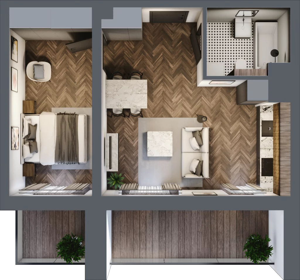 2 pokoje, mieszkanie 40,92 m², piętro 1, oferta nr A/4/1.2, Smardzewska 8, Poznań, Grunwald, Grunwald Południe, ul. Smardzewska 8