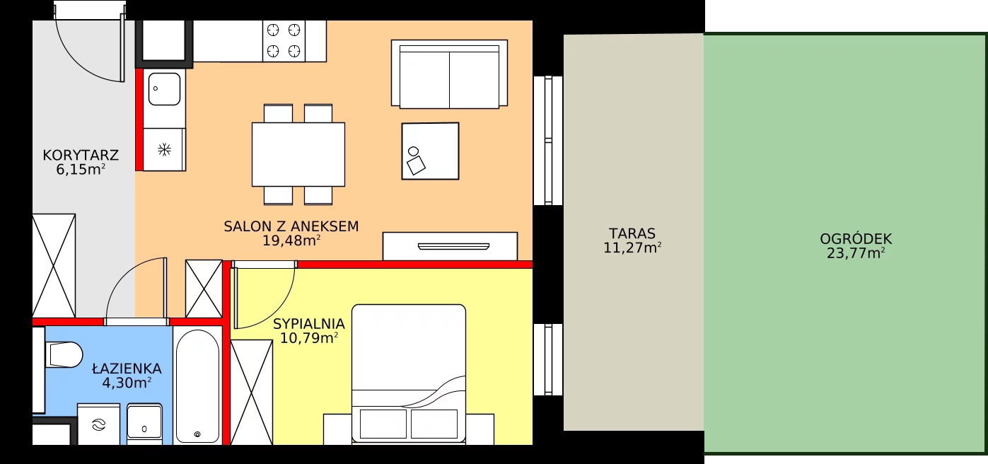 Zalety mieszkania 40.72 m², A/3/0.1