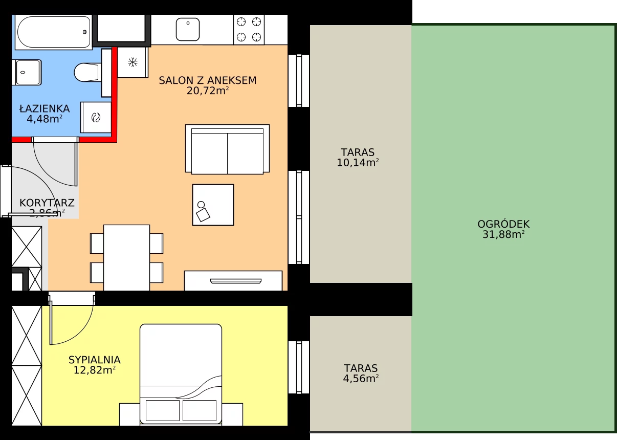 Zalety mieszkania 40.88 m², A/2/0.2