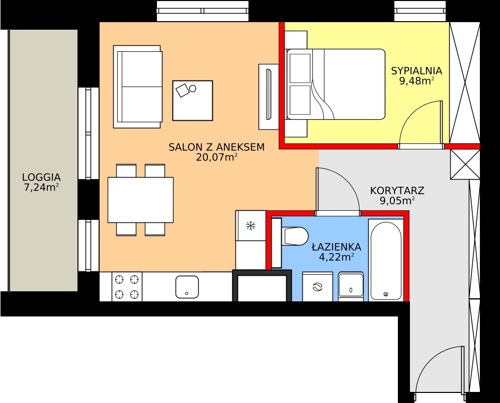 Zalety mieszkania 42.82 m², A/4/3.8