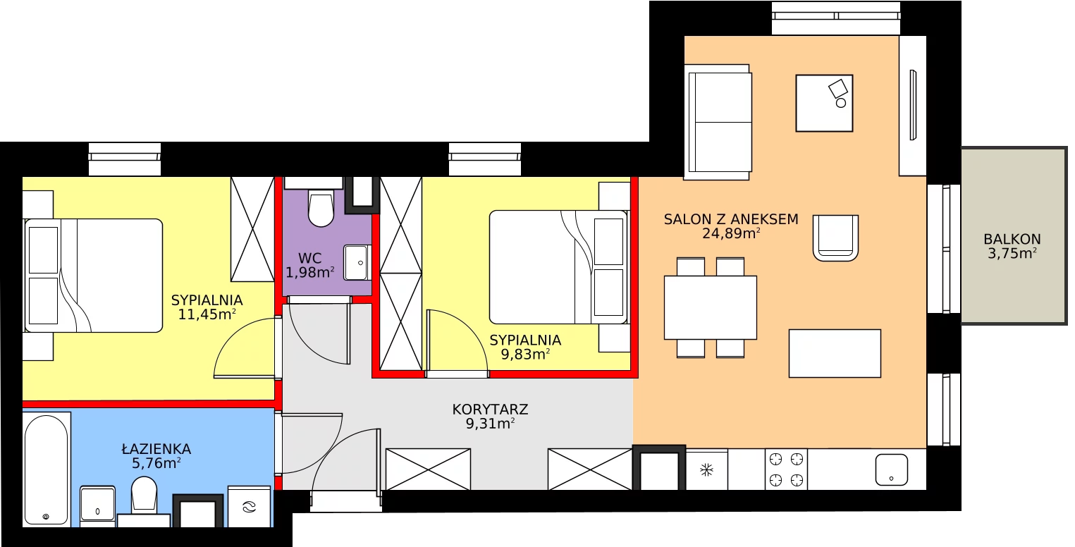 Zalety mieszkania 63.22 m², A/4/1.4