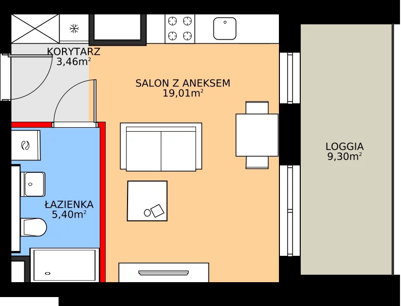 Zalety mieszkania 27.87 m², A/2/5.2