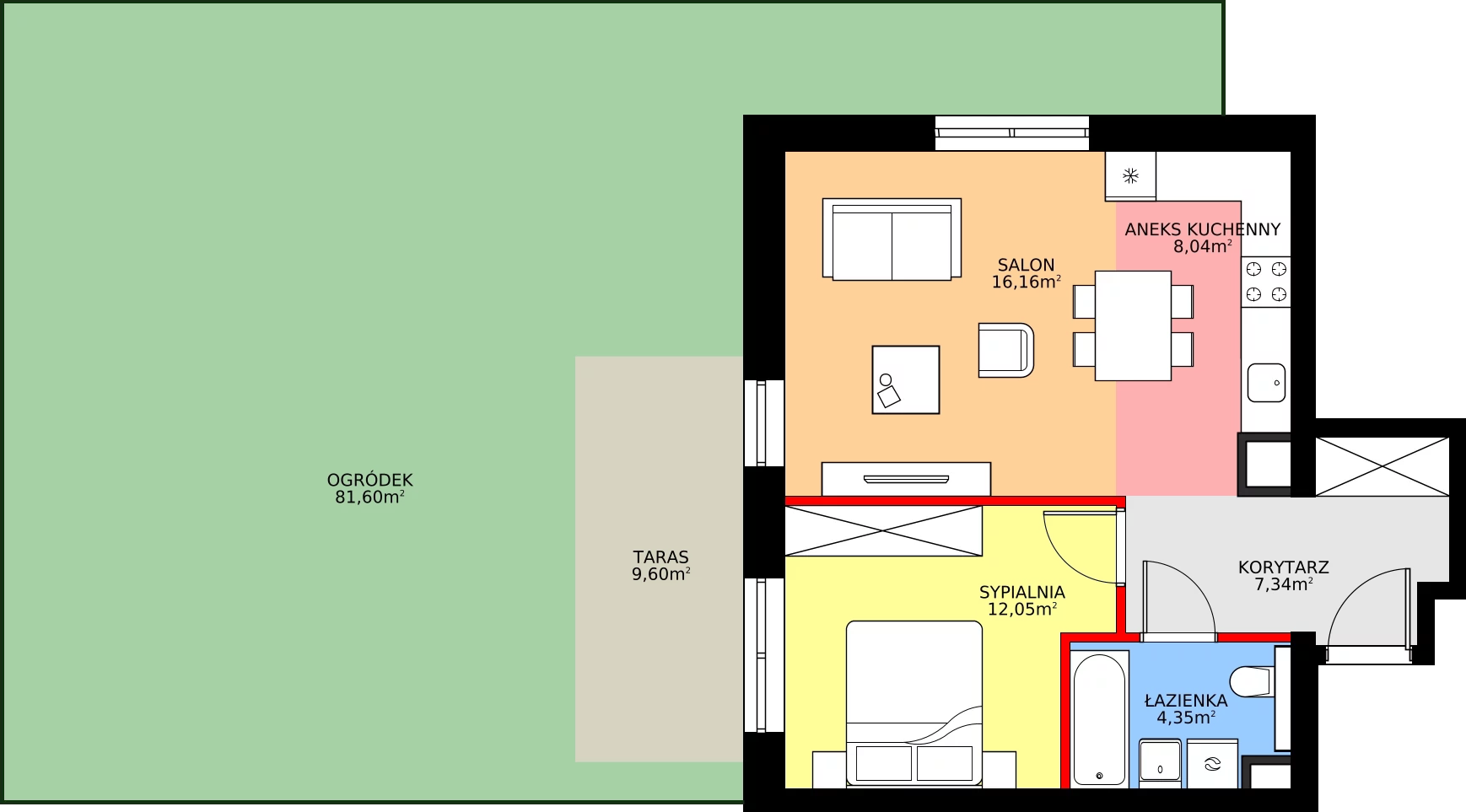 Zalety mieszkania 47.94 m², A/1/0.1