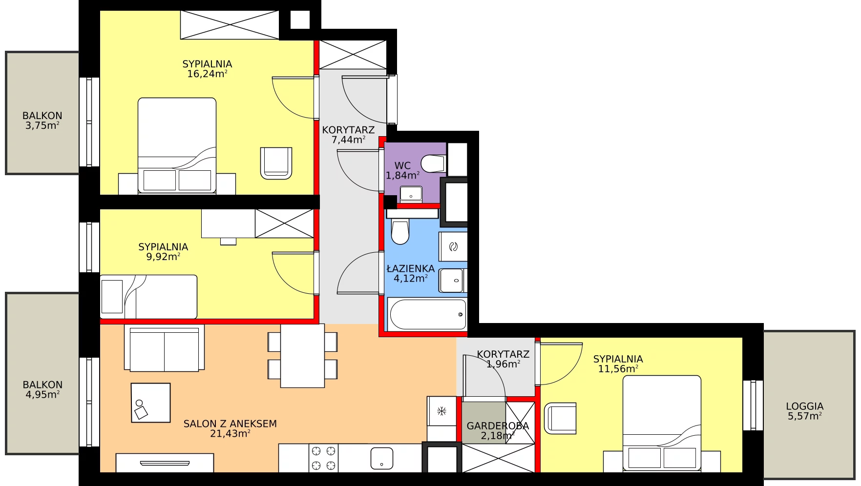 Zalety apartamentu 76.69 m², A/2/4.1