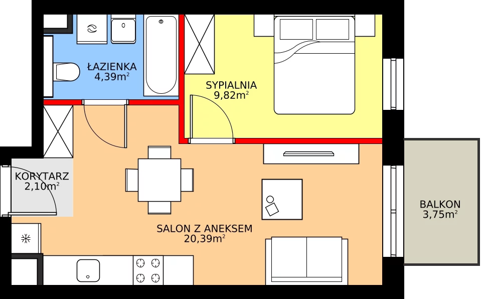 Zalety mieszkania 36.7 m², A/3/3.3