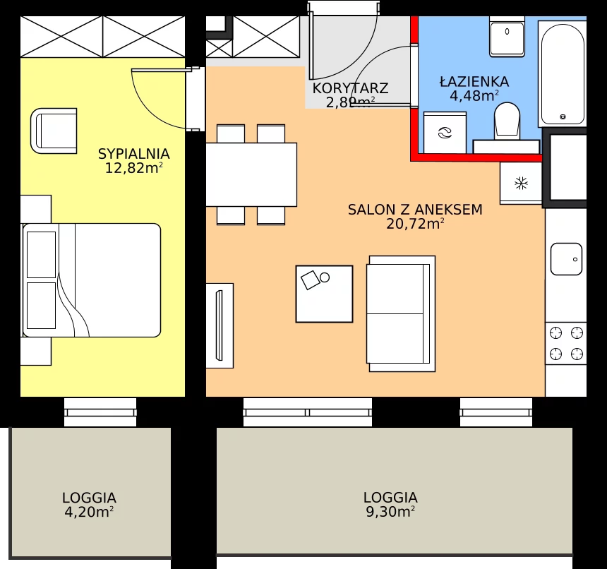 Zalety mieszkania 40.91 m², A/2/1.2