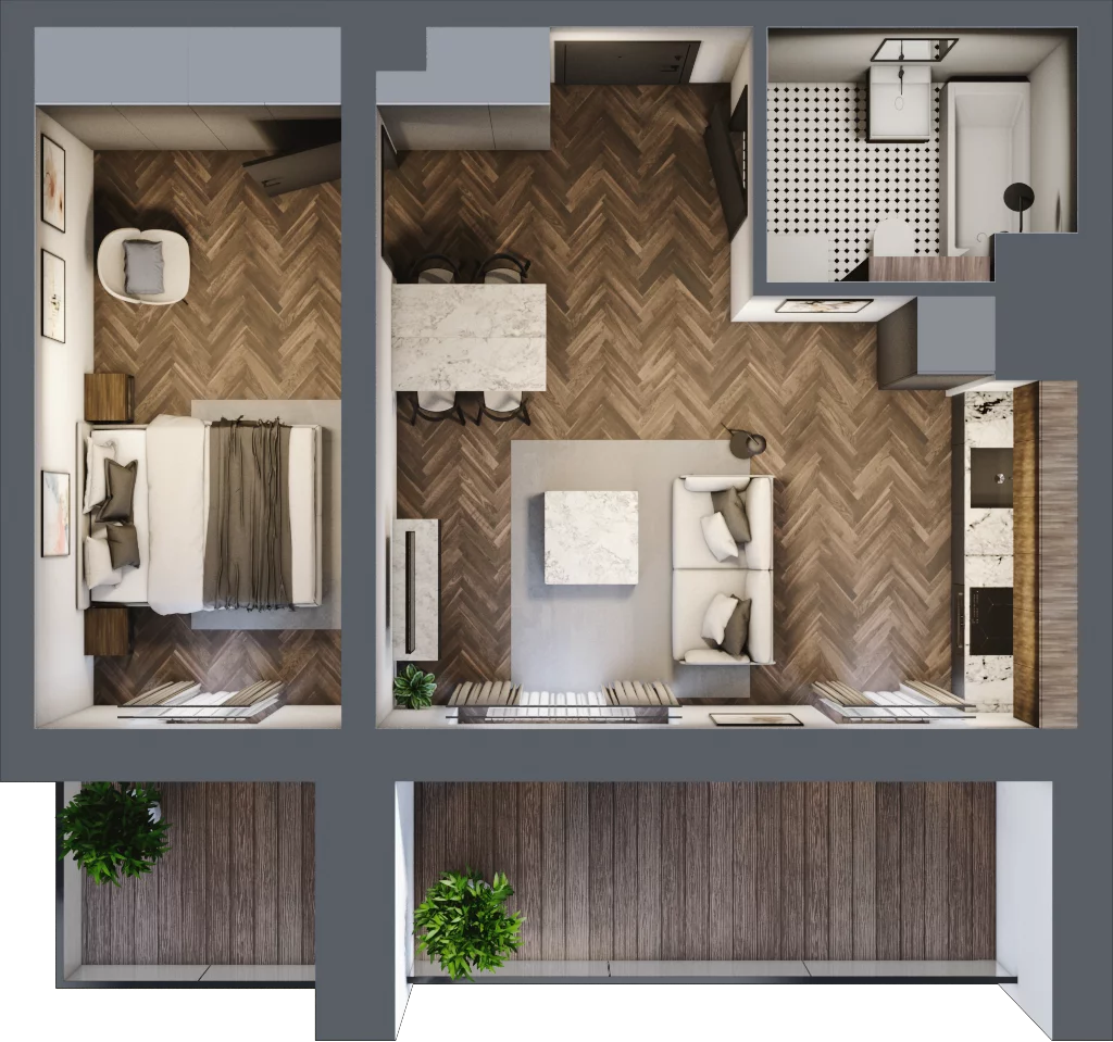 2 pokoje, apartament 40,91 m², piętro 1, oferta nr A/2/1.2, Smardzewska 8, Poznań, Grunwald, Grunwald Południe, ul. Smardzewska 8