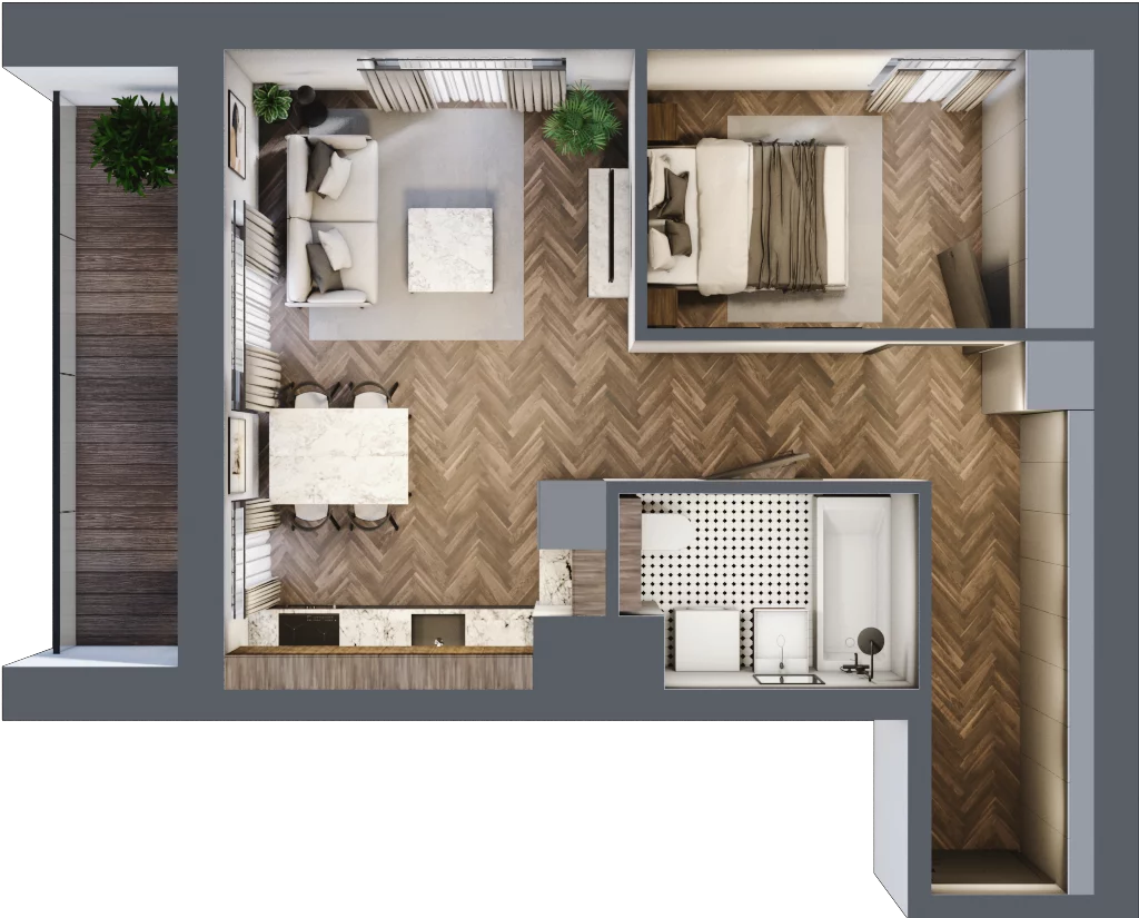 2 pokoje, mieszkanie 42,82 m², piętro 2, oferta nr A/2/2.8, Smardzewska 8, Poznań, Grunwald, Grunwald Południe, ul. Smardzewska 8