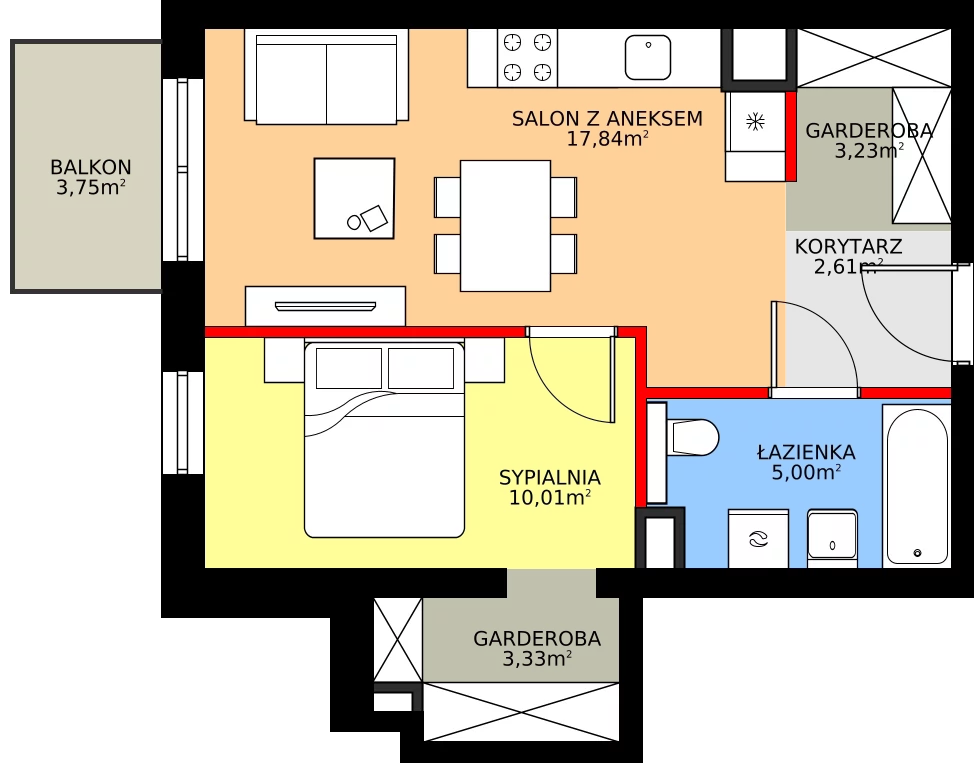 Zalety mieszkania 42.02 m², A/4/2.5