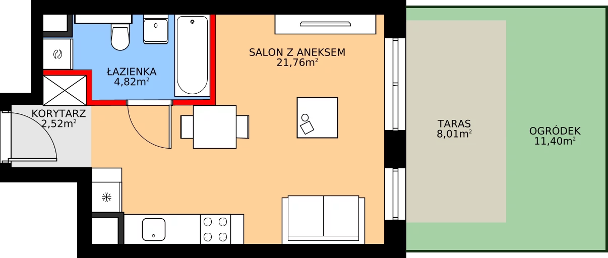 Zalety mieszkania 29.1 m², A/1/0.3