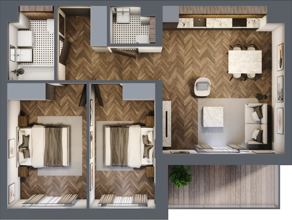 3 pokoje, apartament 62,19 m², piętro 1, oferta nr A/2/1.3, Smardzewska 8, Poznań, Grunwald, Grunwald Południe, ul. Smardzewska 8