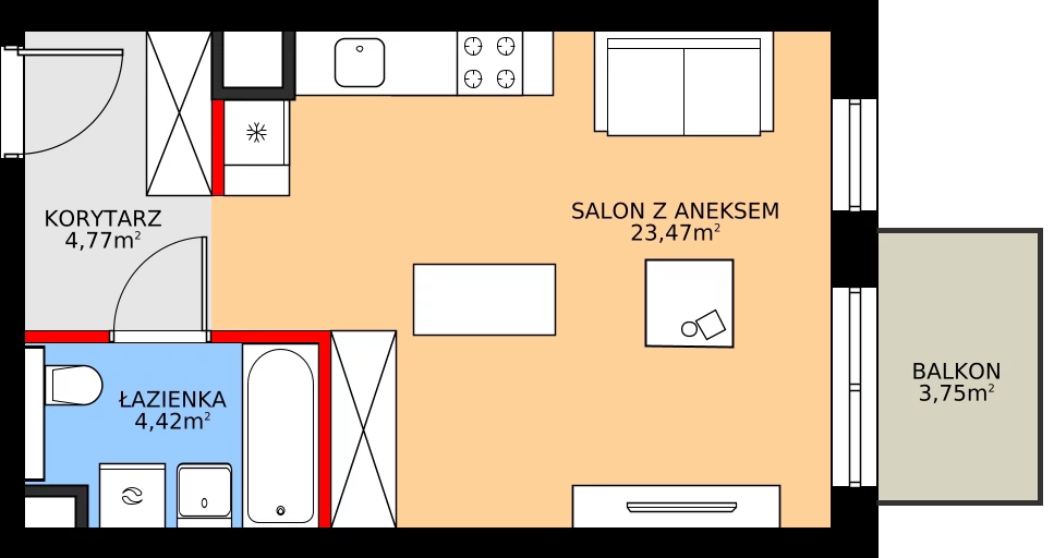 Zalety mieszkania 32.66 m², A/3/5.2