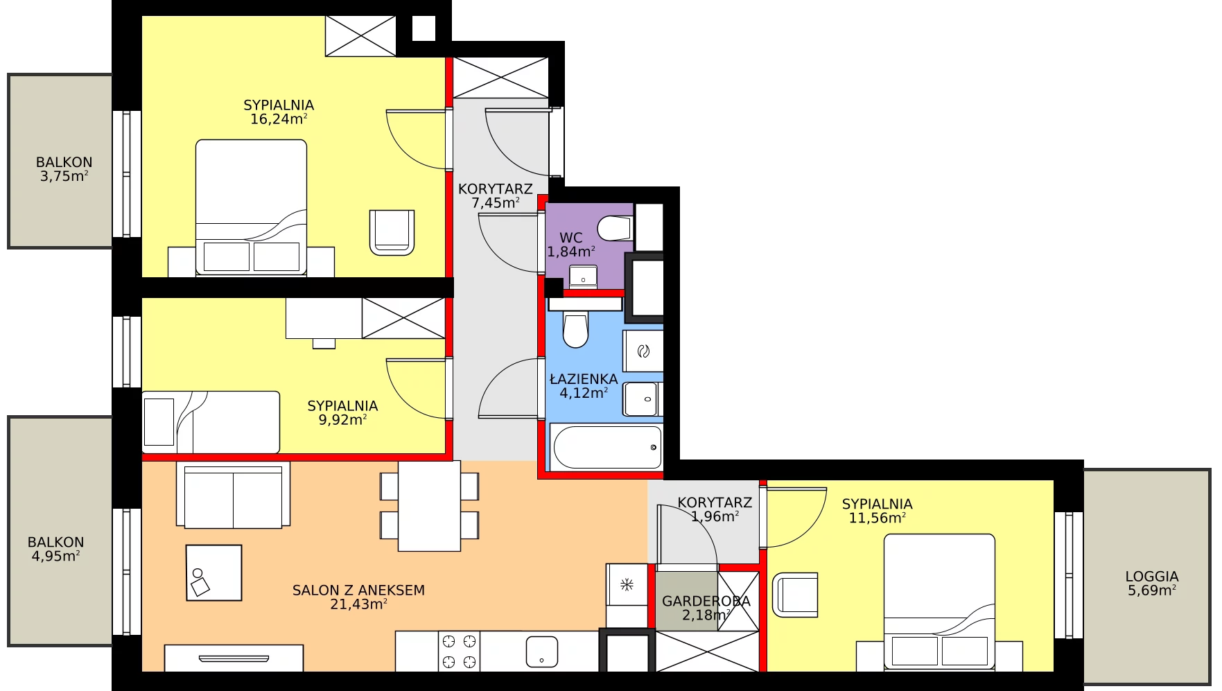 Zalety apartamentu 76.7 m², A/4/4.1