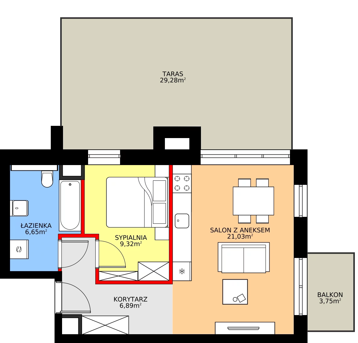 Zalety mieszkania 43.89 m², A/4/5.3
