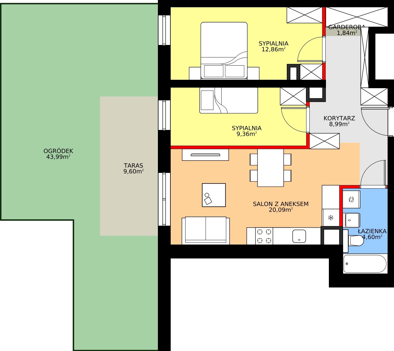 Zalety mieszkania 57.74 m², A/4/0.5