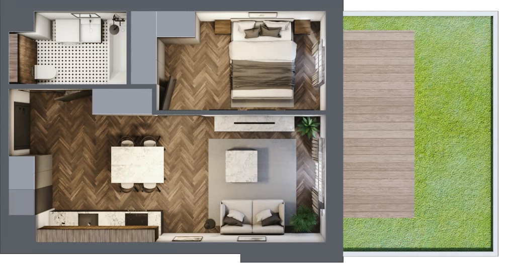 2 pokoje, apartament 38,44 m², parter, oferta nr A/4/0.3, Smardzewska 8, Poznań, Grunwald, Grunwald Południe, ul. Smardzewska 8