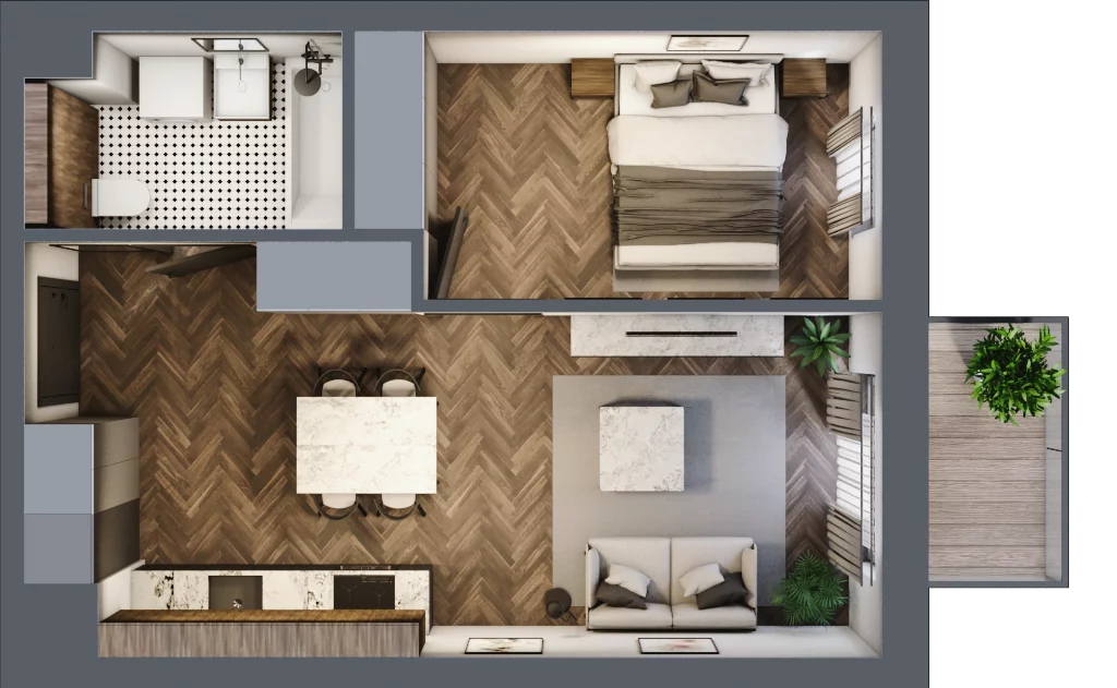 2 pokoje, apartament 38,49 m², piętro 1, oferta nr A/4/1.3, Smardzewska 8, Poznań, Grunwald, Grunwald Południe, ul. Smardzewska 8