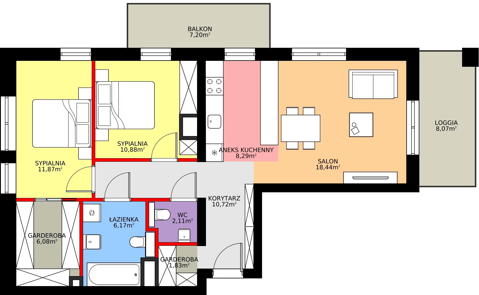 Zalety mieszkania 76.39 m², B/3/4