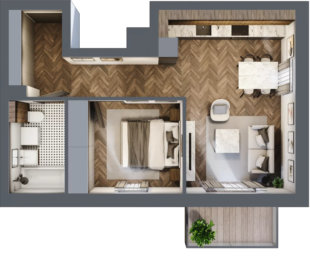 2 pokoje, apartament 43,79 m², piętro 1, oferta nr B/1/2, Smardzewska 8, Poznań, Grunwald, Grunwald Południe, ul. Smardzewska 8