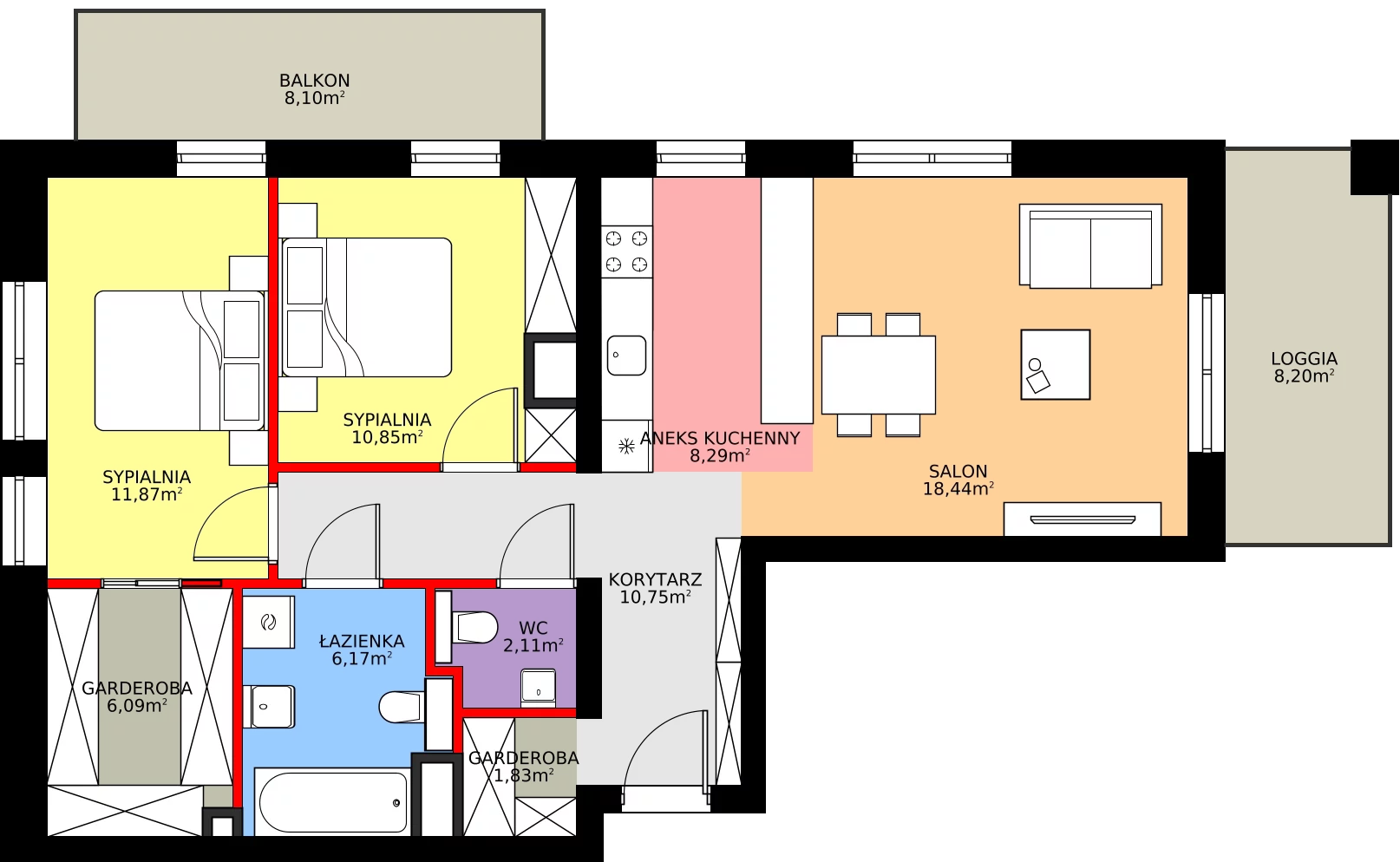 Zalety apartamentu 76.4 m², B/2/4
