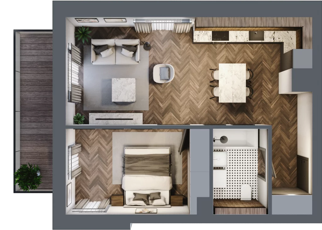 2 pokoje, apartament 44,74 m², piętro 2, oferta nr B/2/1, Smardzewska 8, Poznań, Grunwald, Grunwald Południe, ul. Smardzewska 8