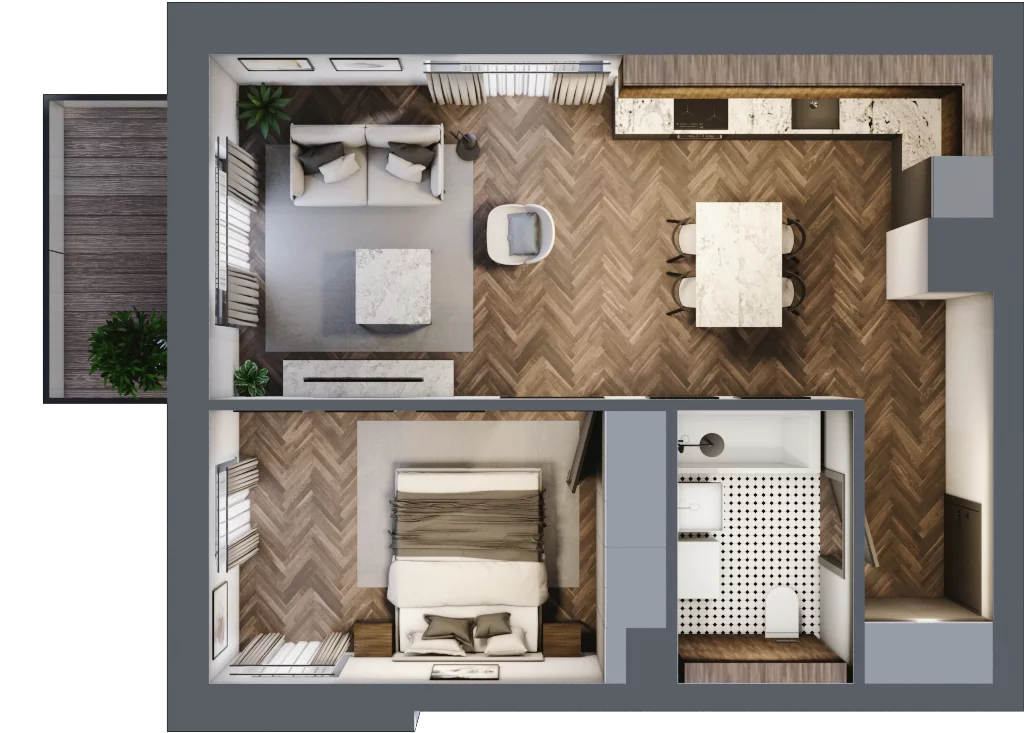 2 pokoje, apartament 44,74 m², piętro 1, oferta nr B/1/1, Smardzewska 8, Poznań, Grunwald, Grunwald Południe, ul. Smardzewska 8